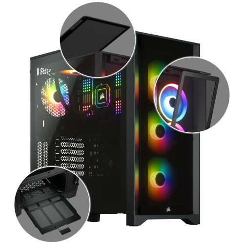 CORSAIR iCUE 4000X RGB számítógépház Fekete