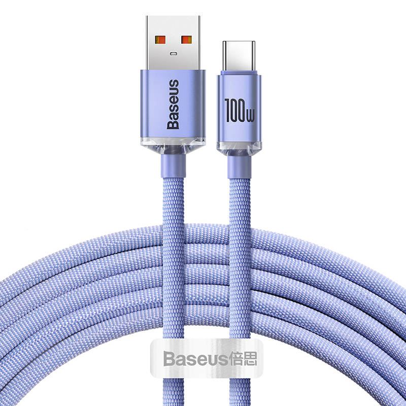 Baseus Crystal Shine USB-USB-C kábel, 100W, 2m, ibolya (CAJY000505) Baseus Crystal Shine USB-USB-C kábel, 100W, 2m, ibolya (CAJY000505)