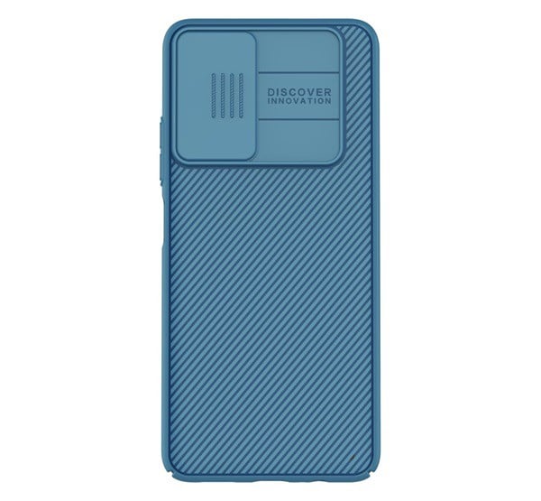 NILLKIN CAMSHIELD műanyag telefonvédő (szilikon keret, közepesen ütésálló, kamera védelem, csíkos) SÖTÉTKÉK [Xiaomi Poco M4 Pro 5G]