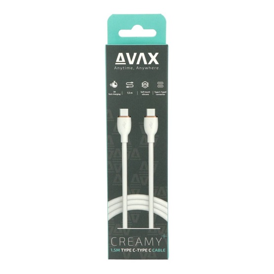  AVAX CB622 CREAMY+ Type C - Type C 60W gyorstöltő kábel Fehér-roséarany 1,5m