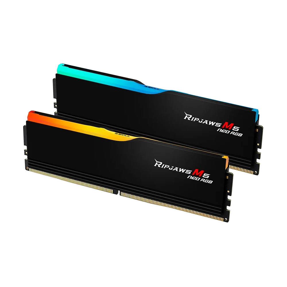 G.SKILL Ripjaws M5 Neo DDR5-6400Mhz CL32-40-40-102 1.40V 32GB Kit2 (2x16GB)AMD EXPO Memória Fekete G.SKILL Ripjaws M5 Neo DDR5-6400Mhz CL32-40-40-102 1.40V 32GB Kit2 (2x16GB)AMD EXPO Memória Fekete