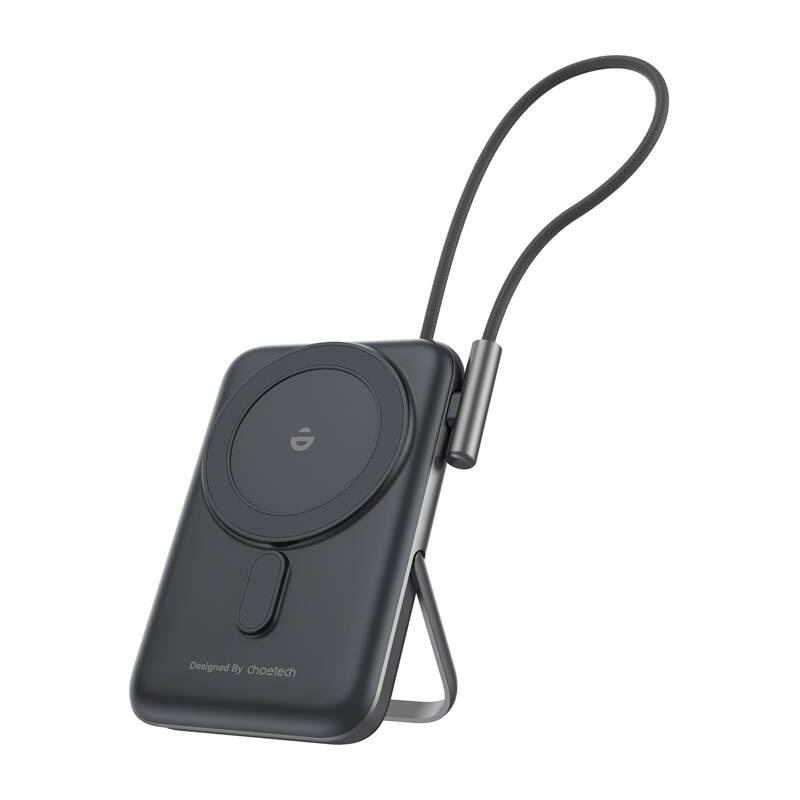 Choetech B735 10000mAh 20W PD + USB-C cable magnetic powerbank Fekete