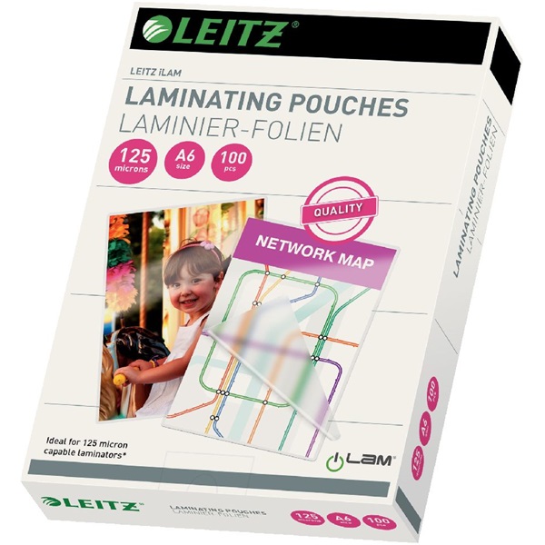 Leitz iLam Standard A6 125 mikron 100db/csomag meleglamináló-fólia Leitz iLam Standard A6 125 mikron 100db/csomag meleglamináló-fólia