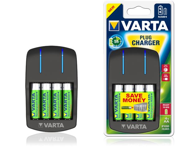 Varta Plug töltő+ AA 2100 mAh akku (4db akkuval) Ready 2 USE (57647101451)