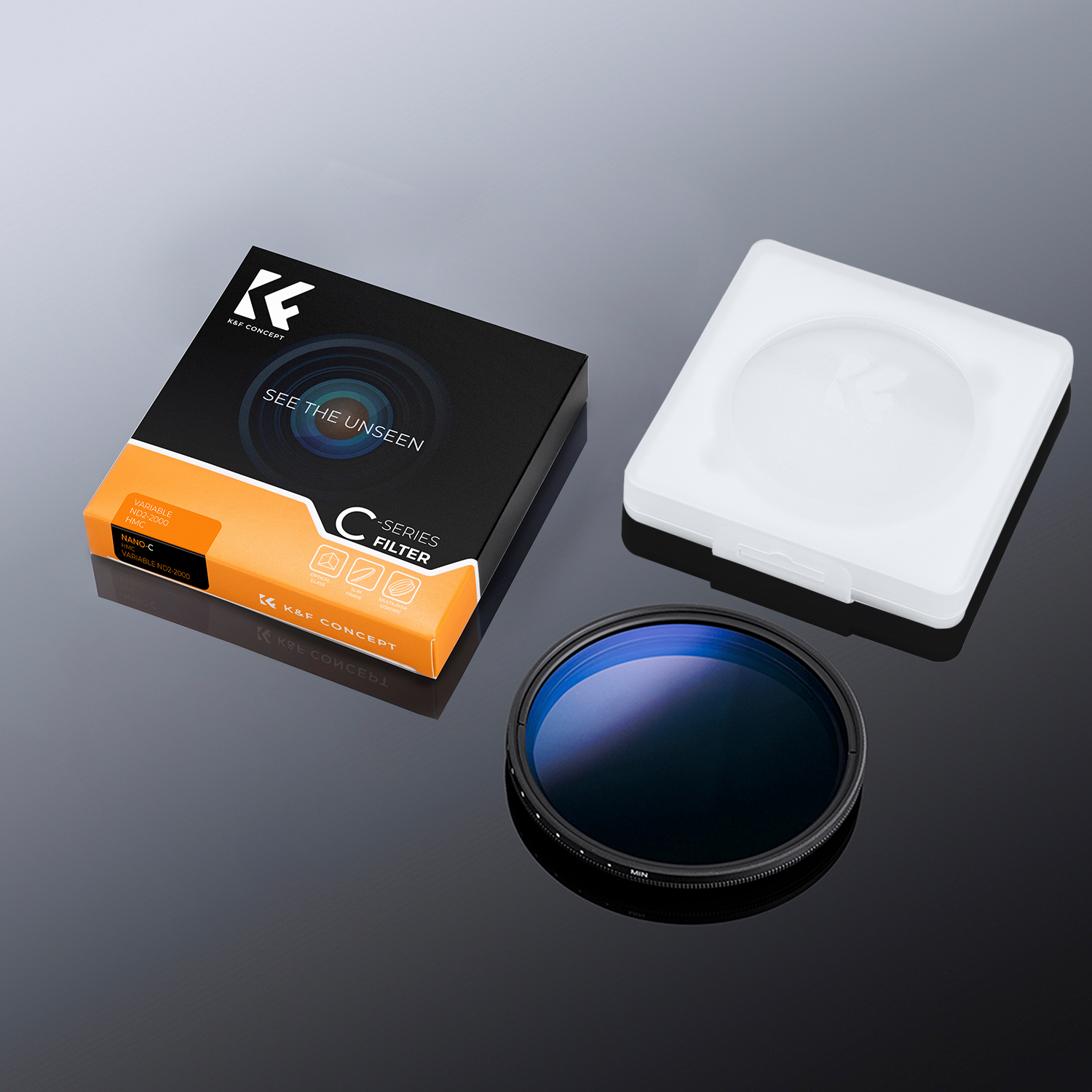 K&F Concept C Series Ultra-thin, VARIO ND 2-2000 változtatható szürkeszűrő, 82mm