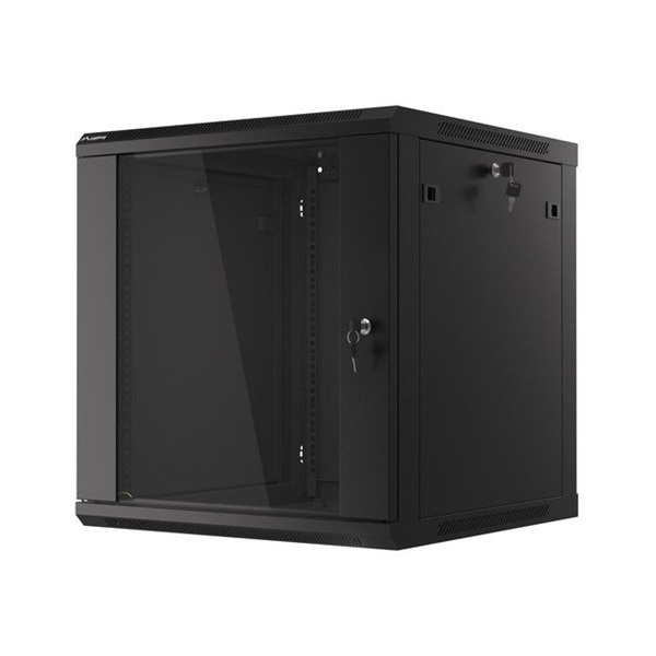 Lanberg 12U 19" fali rack szekrény 600x600mm fekete (WF01-6612-10B)