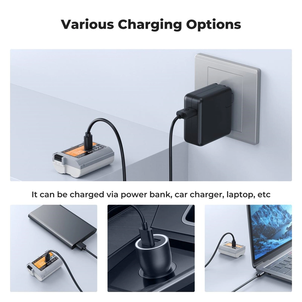 K&F Concept EN-EL15C 2600mAh USB-C csatlakozóval akkumulátor