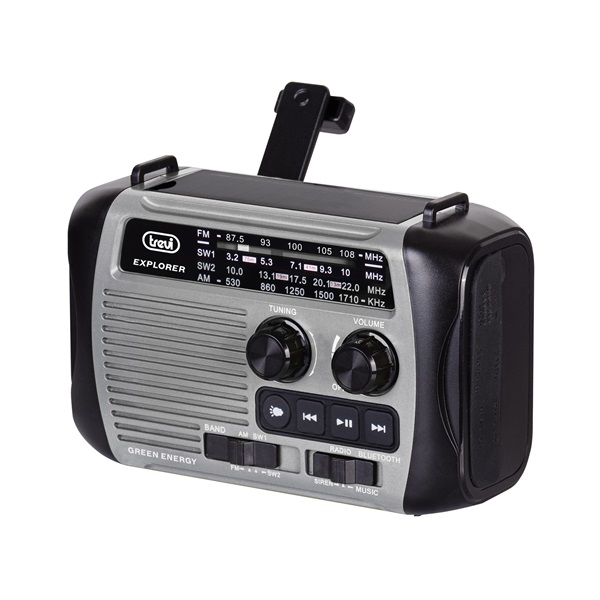 Trevi RA 7F30 BT FM/USB/microSD/Bluetooth napelemes,lámpás,dinamós szürke rádió Trevi RA 7F30 BT FM/USB/microSD/Bluetooth napelemes,lámpás,dinamós szürke rádió