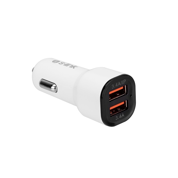 S-Link   SL-EC30M  USB 5V/2.4A/3,4A 17W Micro usb 1 m adat+töltőkábel Autós töltő fehér 