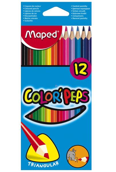 Színes ceruza készlet, háromszögletű, MAPED "Color`Peps Star", 12 különböző szín