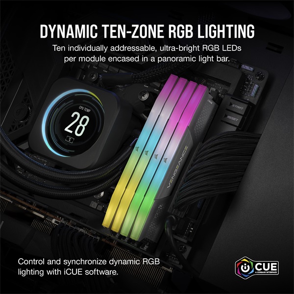 Corsair 32GB DDR5 6000MHz Kit(2x16GB) Vengeance RGB AMD Expo Grey RAM