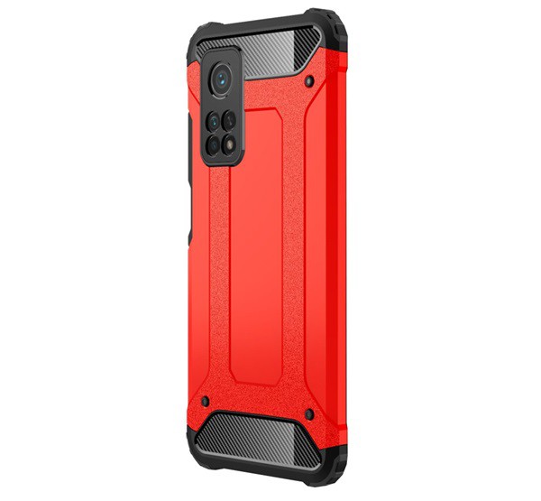Defender műanyag telefonvédő (közepesen ütésálló, légpárnás sarok, szilikon belső, fémhatás) PIROS [Xiaomi Mi 10T Pro 5G]