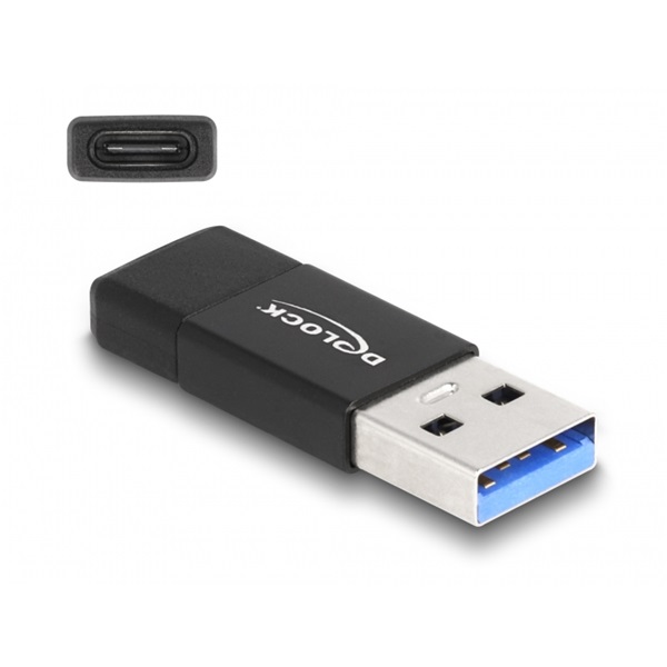 Delock 60001 USB-A 3.2 Gen2 apa - USB-C anya fekete adapter Delock 60001 USB-A 3.2 Gen2 apa - USB-C anya fekete adapter