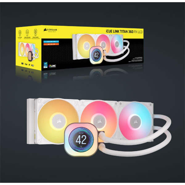 CORSAIR iCUE LINK TITAN 360 RX LCD (vízhűtés) 3 Ventilátorots LGA1700 és LGA1851 támogatással CPU hűtőhér CORSAIR iCUE LINK TITAN 360 RX LCD (vízhűtés) 3 Ventilátorots LGA1700 és LGA1851 támogatással CPU hűtőhér