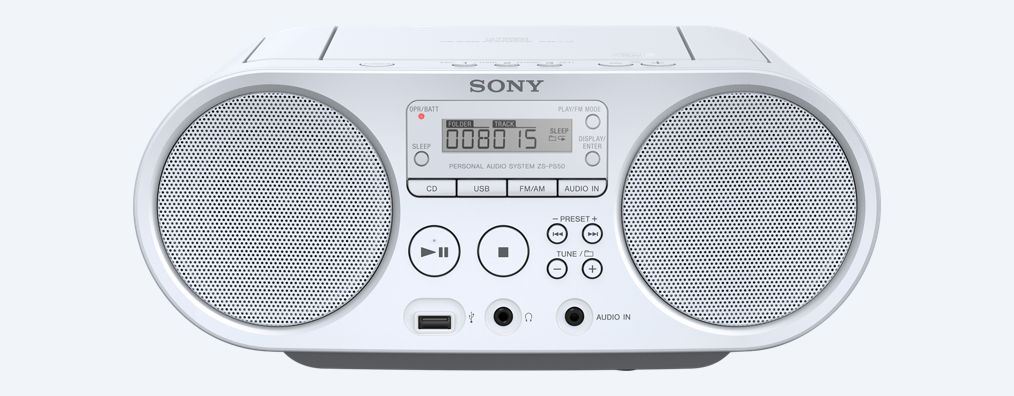 Sony ZS-PS50 Boombox, rádió, hordozható CD-lejátszó fehér (ZSPS50W.CET)