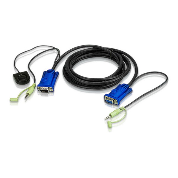 Aten VanCryst Kábel Portváltó VGA + audio,   3m - (2L-5203B)