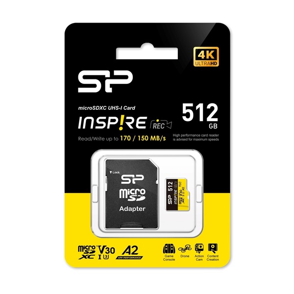 Silicon Power 512GB microSDXC UHS-I U3 3D TLC NAND MicroSD kártya Silicon Power 512GB microSDXC UHS-I U3 3D TLC NAND MicroSD kártya