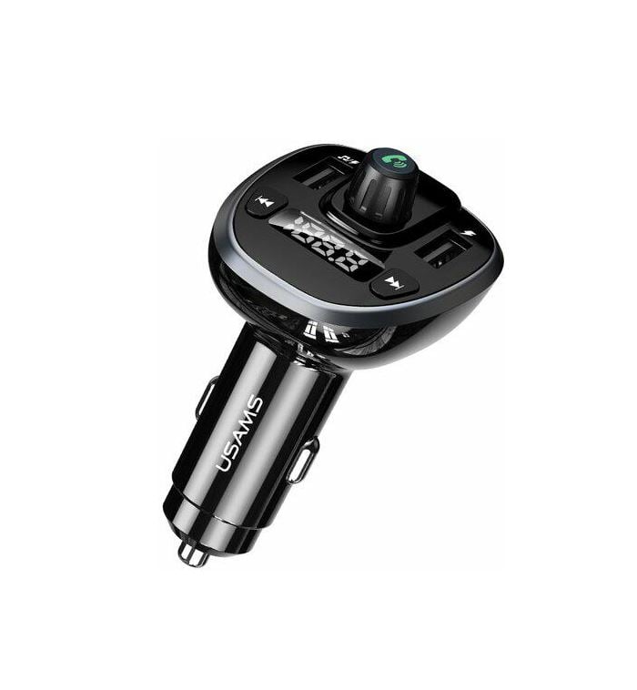Usams C21 Dual USB 3.4A Digital Display Wireless FM Car Charger Black