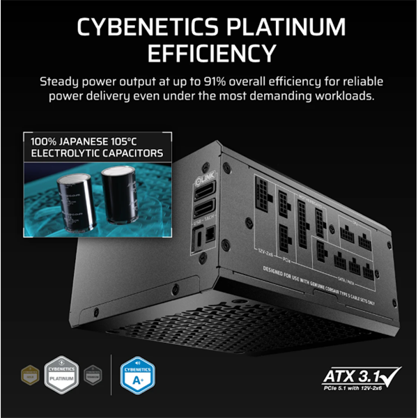 Corsair iCUE LINK HXi SHIFT Series  iCUE LINK HX1000i SHIFT  1000 Watt  Tápegység