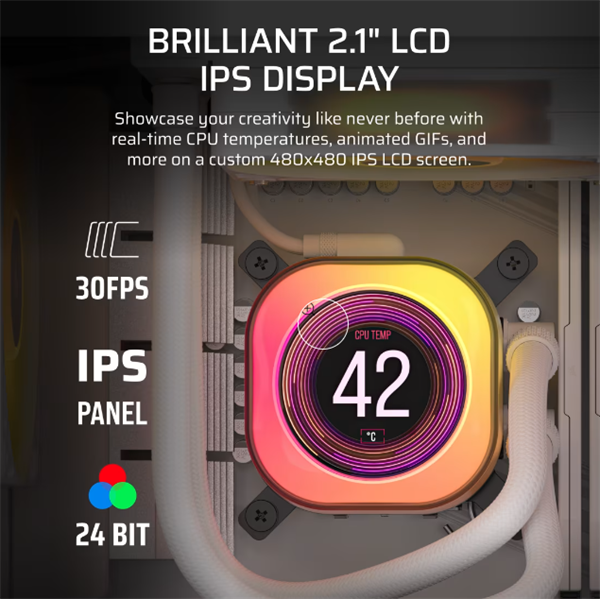 CORSAIR iCUE LINK TITAN 360 RX LCD (vízhűtés) 3 Ventilátorots  LGA1700 és LGA1851 támogatással  CPU hűtőhér