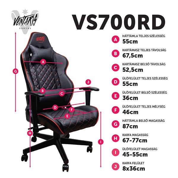 Ventaris VS700RD gamer szék fekete-piros