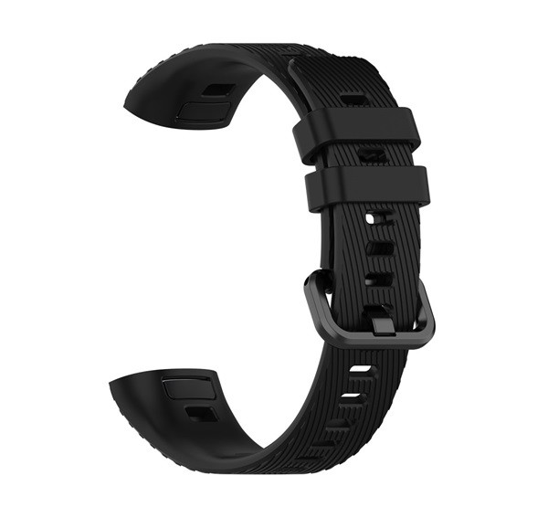 Pótszíj (szilikon, állítható, csíkos minta, 16.5 mm) FEKETE [Honor Band 3 Pro]