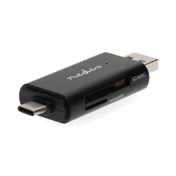 Nedis CRDRU3110BK USB3.2 Gen1 - USBC kártyaolvasó microSD (TF) / microSDHC (TF) / microSDXC (TF) / SD / SDHC / SDXC
