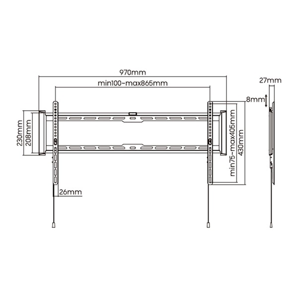 Stell SHO 7210 43"-90" fix fekete fali konzol Stell SHO 7210 43"-90" fix fekete fali konzol