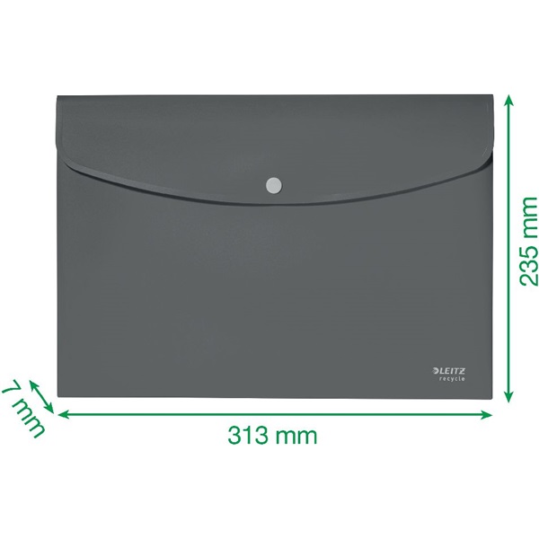 Irattartó tasak, A4, PP, patentos, LEITZ "Recycle", sárga
