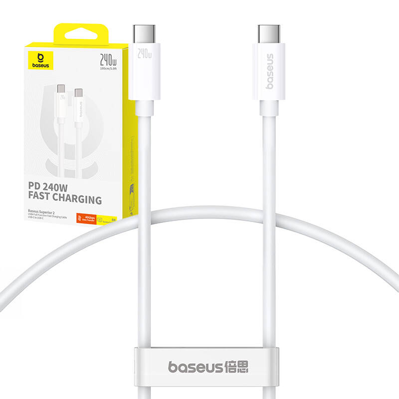 fast Charging Cable Baseus Superior 2 USB-C to USB-C 240W, 1,8m (white)