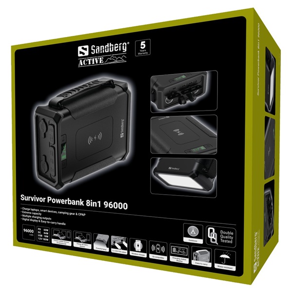 Sandberg Survivor Powerbank 8in1 96000 96000mAh PowerBank Fekete