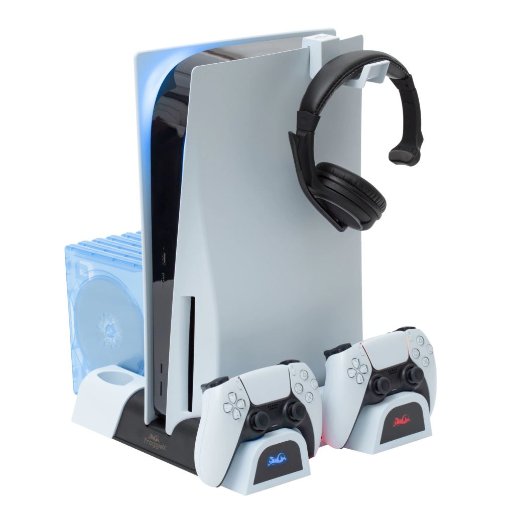 FroggieX Cooling Charging Stand & Storage PS5 hűtő + dupla töltő állvány + játék tartó fekete-fehér (FX-P5-C3-W) FroggieX Cooling Charging Stand & Storage PS5 hűtő + dupla töltő állvány + játék tartó fekete-fehér (FX-P5-C3-W)