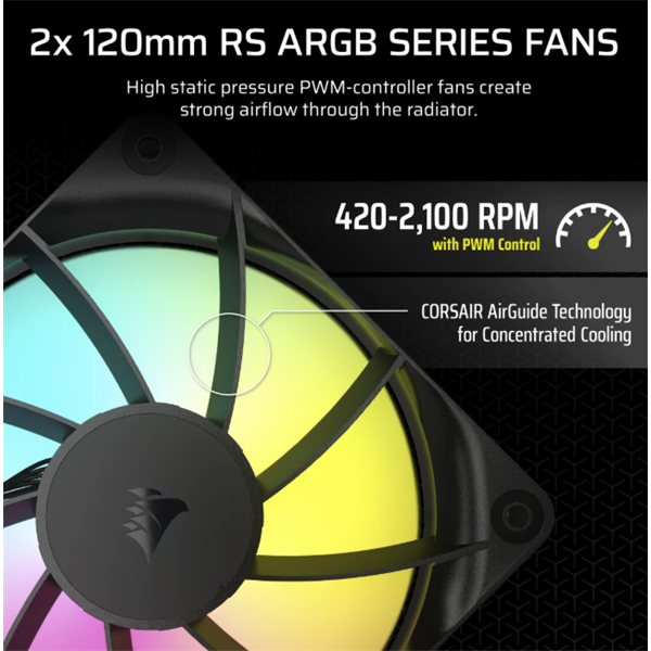 CORSAIR NAUTILUS 240 RS ARGB Liquid CPU Cooler (vízhűtés)  2 Ventilátoros  LGA1851 támogatással  CPU hűtő Fekete