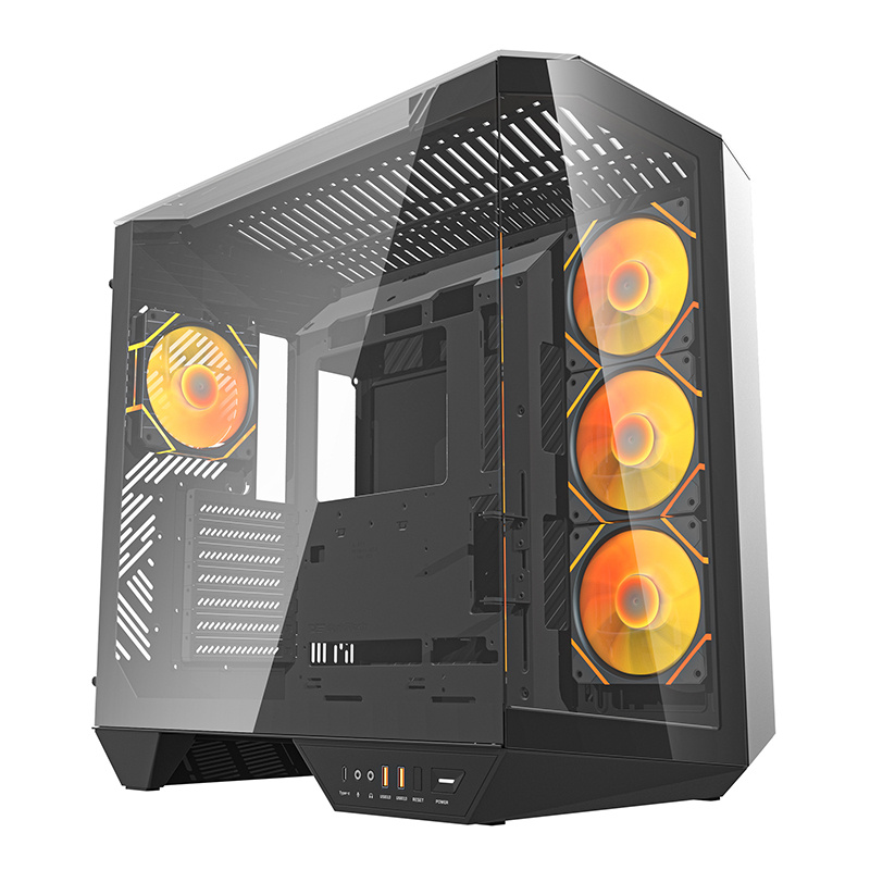 Darkflash DY470 számítógépház  + 4 ventilátor + GPU konzol Fekete