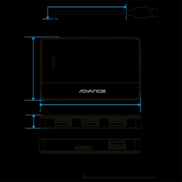 Advance USB Hub  XPAND STARTER HUB Fekete 