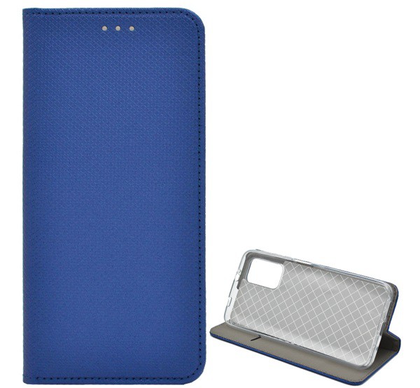Tok álló, bőr hatású (FLIP, oldalra nyíló, asztali tartó funkció, rombusz minta) SÖTÉTKÉK [Xiaomi Redmi 9T]