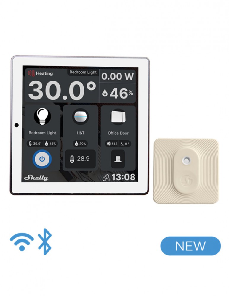 Shelly Wall Display WiFi Bt HT szenzorral vezérlőpanel Fehér