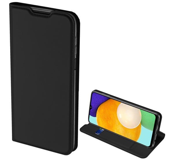 DUX DUCIS SKIN PRO tok álló, bőr hatású (FLIP, oldalra nyíló, bankkártya tartó, asztali tartó funkció) FEKETE [Samsung Galaxy A03s ...