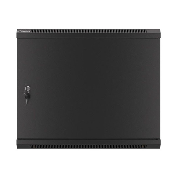 Lanberg WF01-6409-00B 19" 9U SZÉL:600 MÉLY:450 MAG:512 lapraszerelt fémajtós fekete fali rack szekrény