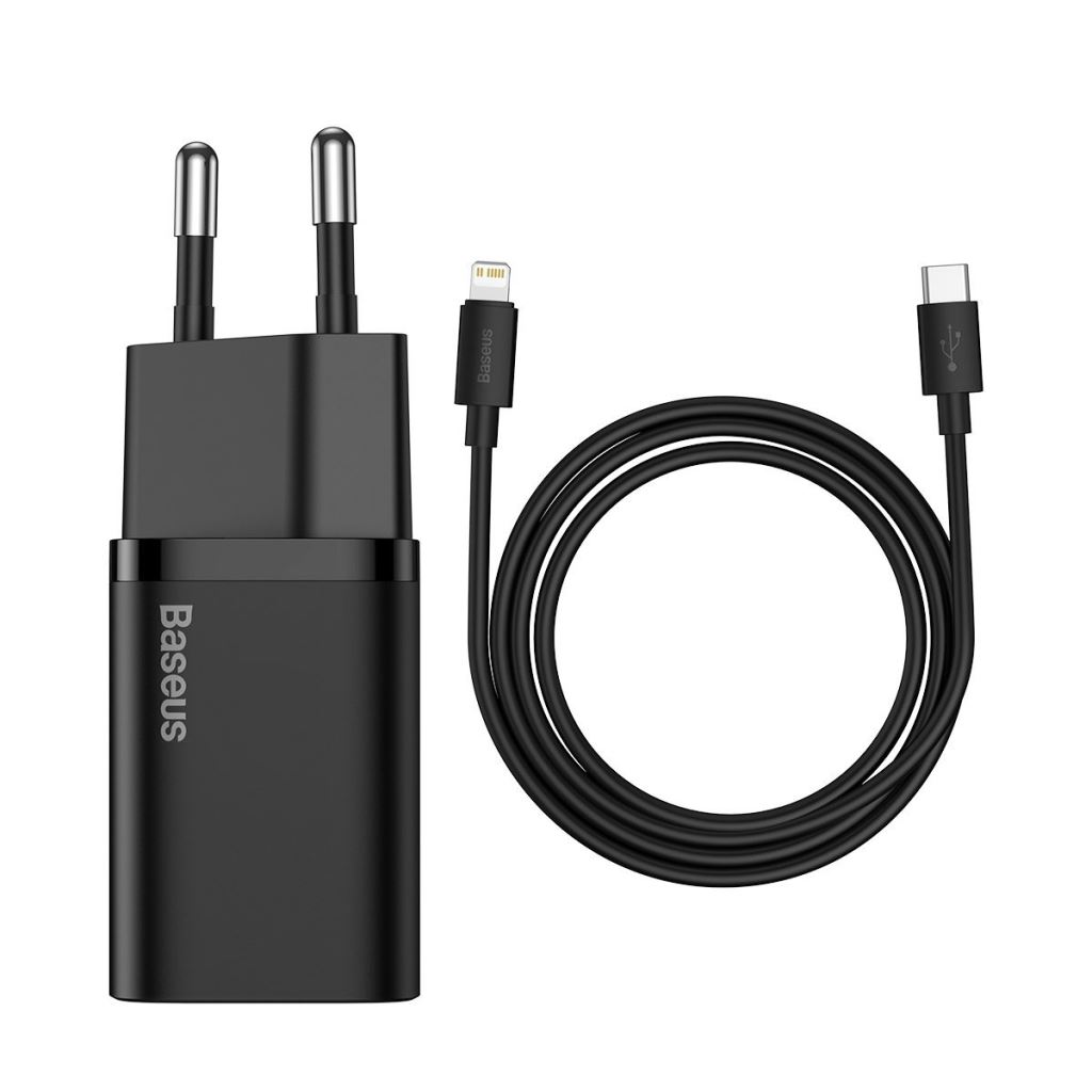 Baseus Super Si gyorstöltő 1C 20W adapter, USB-C-Lightning töltőkábel, 1m, fekete (TZCCSUP-B01) Baseus Super Si gyorstöltő 1C 20W adapter, USB-C-Lightning töltőkábel, 1m, fekete (TZCCSUP-B01)