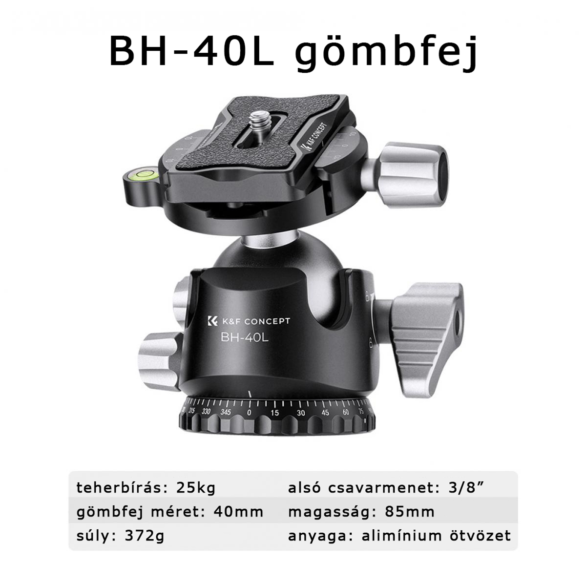 K&F Concept X284C2+BH40L karbon állvány + monopod, fekete-narancs