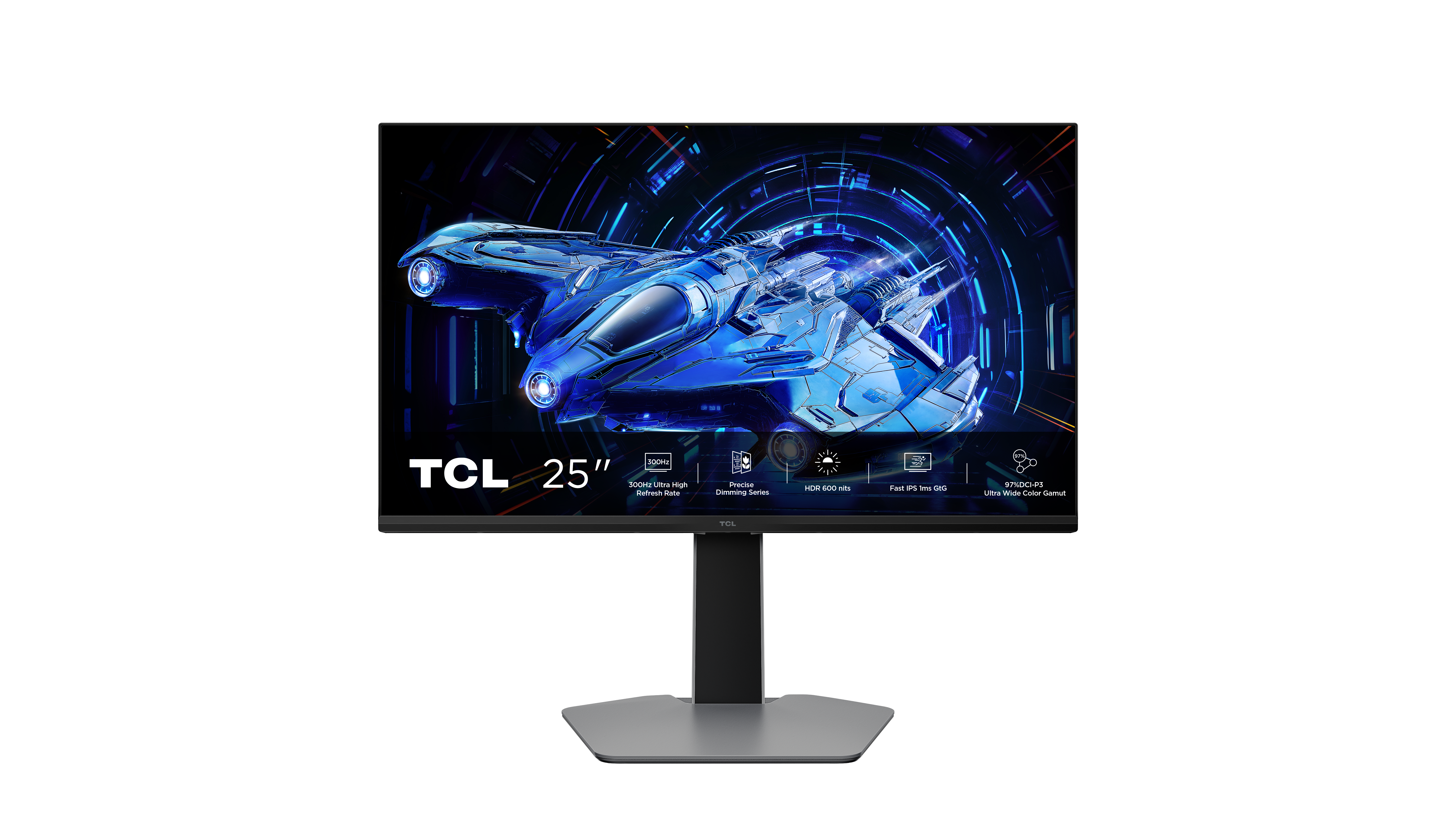Tcl 24.5" 25G64 Monitor - 1920x1080, Full HD, LED, IPS, 300Hz, 1ms, FreeSync, Pivot, Szürke