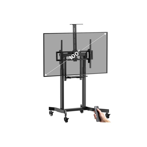 Equip 650633  55"-100" álló  dönthető  állítható magasság  gurulós  motoros Max.:120kg TV állvány   Fekete 