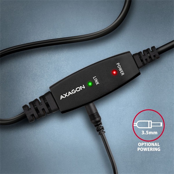 Axagon ADR-220B 20m USB 2.0 A apa - USB B apa aktív repeater kábel Axagon ADR-220B 20m USB 2.0 A apa - USB B apa aktív repeater kábel