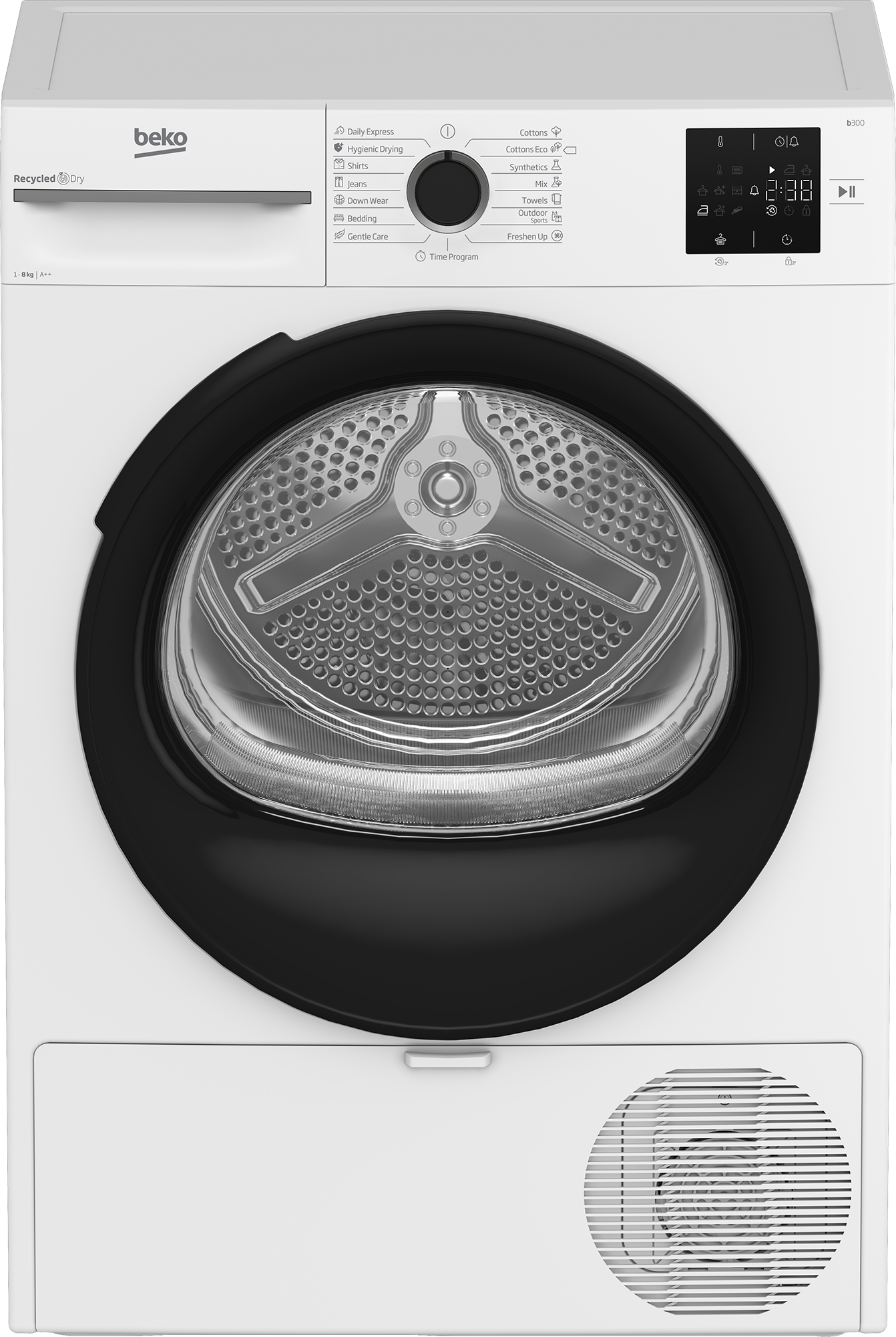 Beko BM3T38230W Hőszivattyús szárítógép – 8 Kg, B Energiaosztály, FreshCaps kapszula, EcoGentle, Higiénikus szárítás, Xpress Super Short 14 perces program