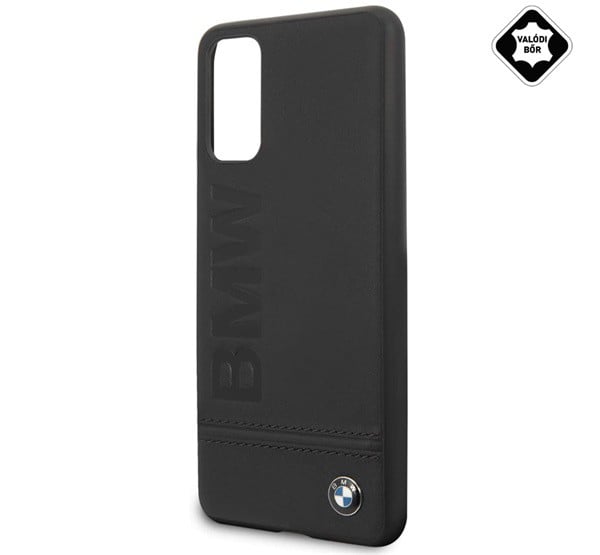 CG MOBILE BMW SIGNATURE IMPRINT LOGO műanyag telefonvédő (valódi bőr bevonat) FEKETE [Samsung Galaxy S20 5G (SM-G981U)]