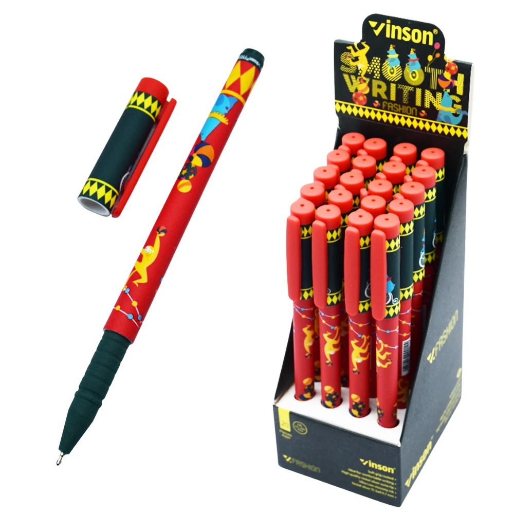 Vinson Golyóstoll kupakos, 0,7mm  Circus  vegyes test displ 20 db/display (A4)