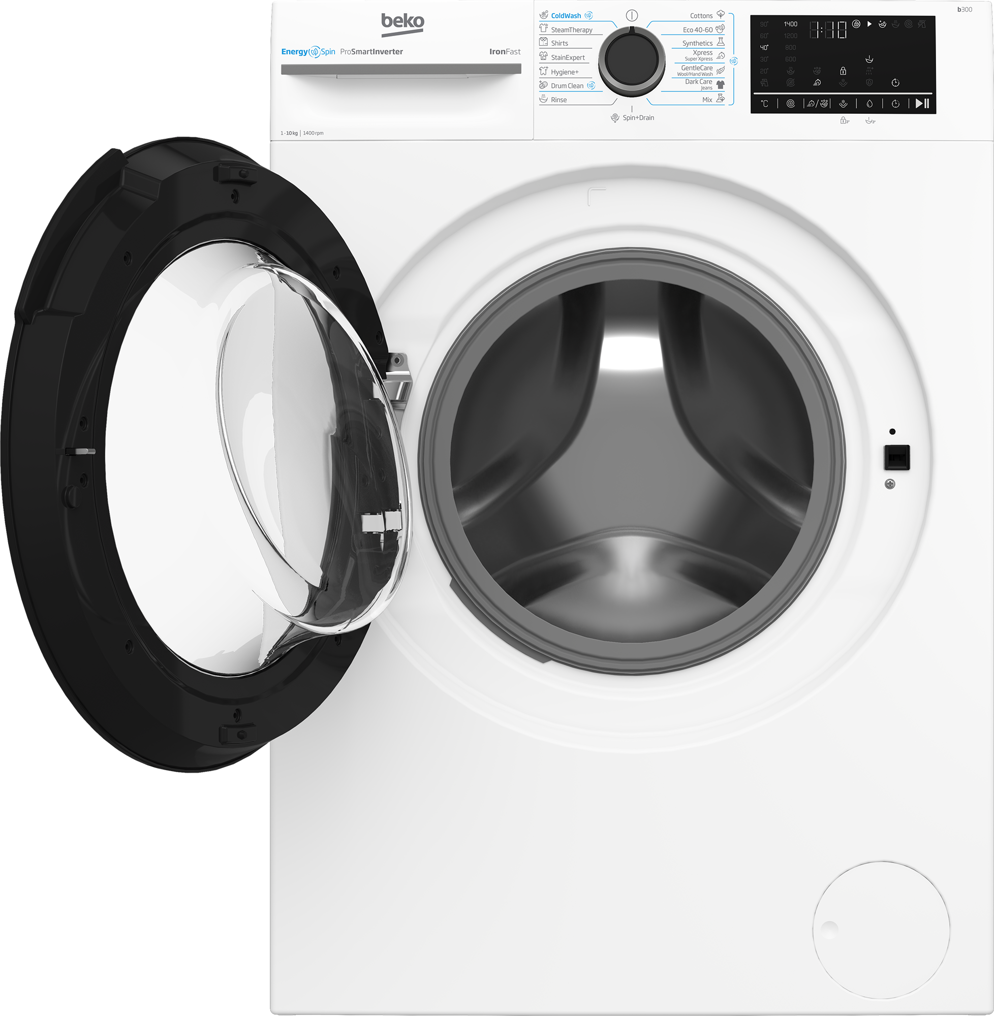 Beko BM3WFU410415WB Elöltöltős mosógép - 10 kg, 1400 ford./perc, A Energiaosztály, SteamCure gőz technológia