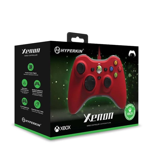Hyperkin Xenon Xbox Series|One/Windows 11|10 piros Xbox liszenszelt vezetékes kontroller