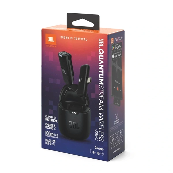 JBL Quantum Stream USB-C vezeték nélküli  streaming mikrofon Fekete